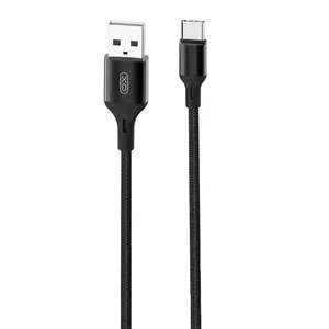 XO NB143 Izturīgs TPE Universāls USB uz USB-C (Type-C) Datu &amp; Ārās uzlādes 2.4A Kabelis 2m Melns