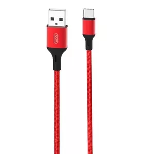 XO NB143 Прочный TPE Универсальный USB на USB-C (Type-C) Кабель 2m данных и быстрого заряда 2.4A Красный