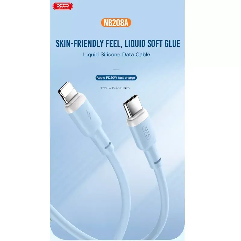 XO NB208B 1м USB-C на USB-C Зарядное устройство D60W, Зеленый Photo 3