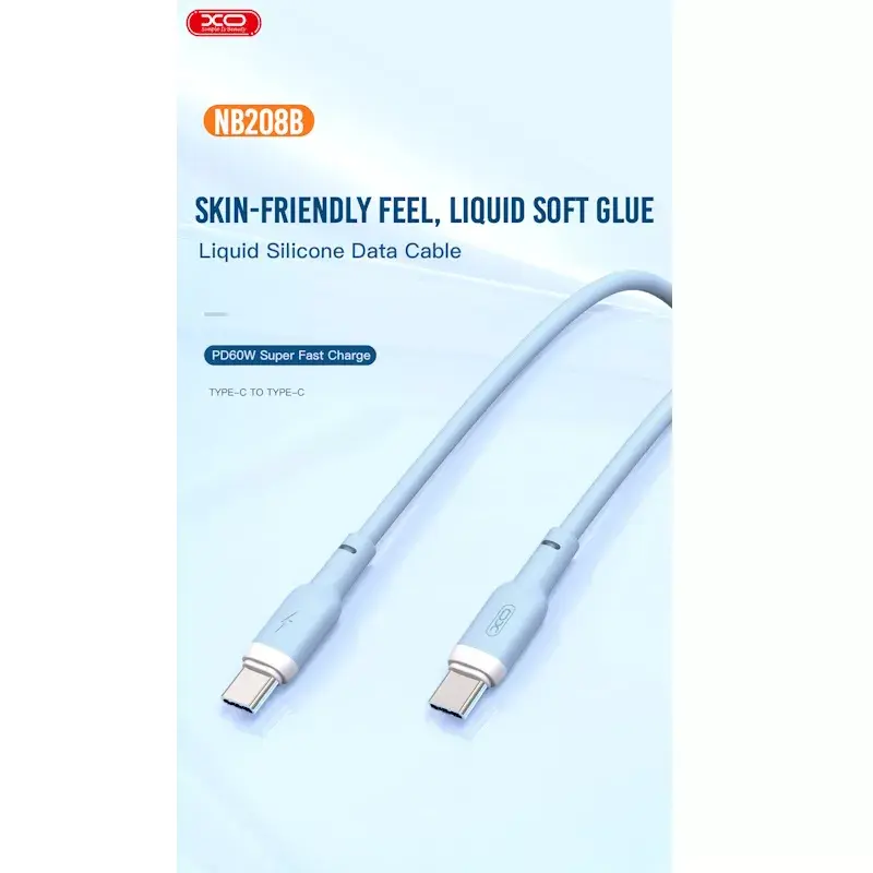 XO NB208B 1м USB-C на USB-C Зарядное устройство D60W, Зеленый Photo 4