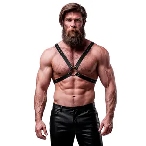 Krūšu tīkla siksna, FETISH SUBMISSIVE ATTITUDE D-235636 — vīriešu krusta siksna no ekoloģiskās ādas