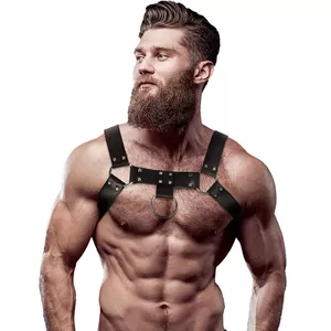 Плечевой нагрудный ремень FETISH SUBMISSIVE ATTITUDE D-235638 экокожа, регулируемые ремни, металлические кольца