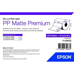 Self-adhesive printer label Epson 7113413 White 7.6x5.1 cm