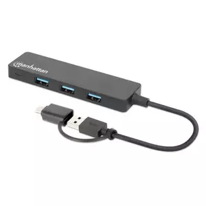 Комбо Док/Хаб USB-C & USB-A Manhattan 4 Порта USB-A 5 Гбит/с Черный