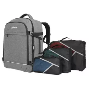 Mugursoma Manhattan Rome Notebook Travel 17.3" Divas Kabatas 40L Gaiši pelēka