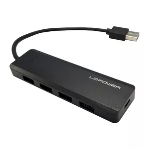 LC-Power LC-HUB-U3-4-V2 interfeisa centrmezgls USB 3.2 Gen 1 (3.1 Gen 1) Type-A 5 Mbit/s Melns