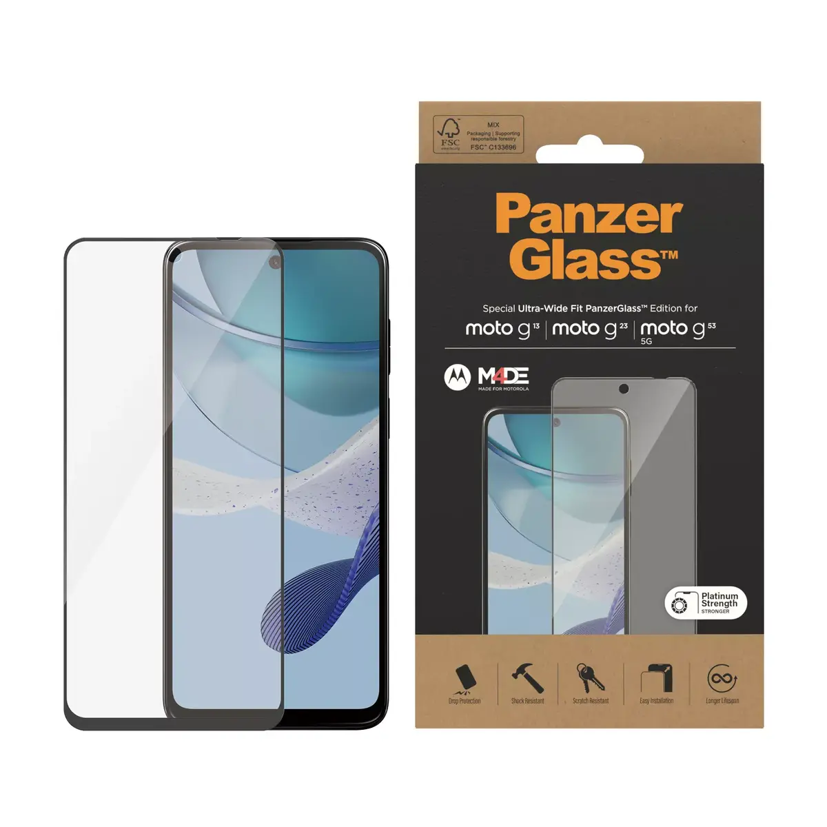 Ekrāna aizsargstikls PanzerGlass Motorola moto g13 g23 g53 5G Photo 2