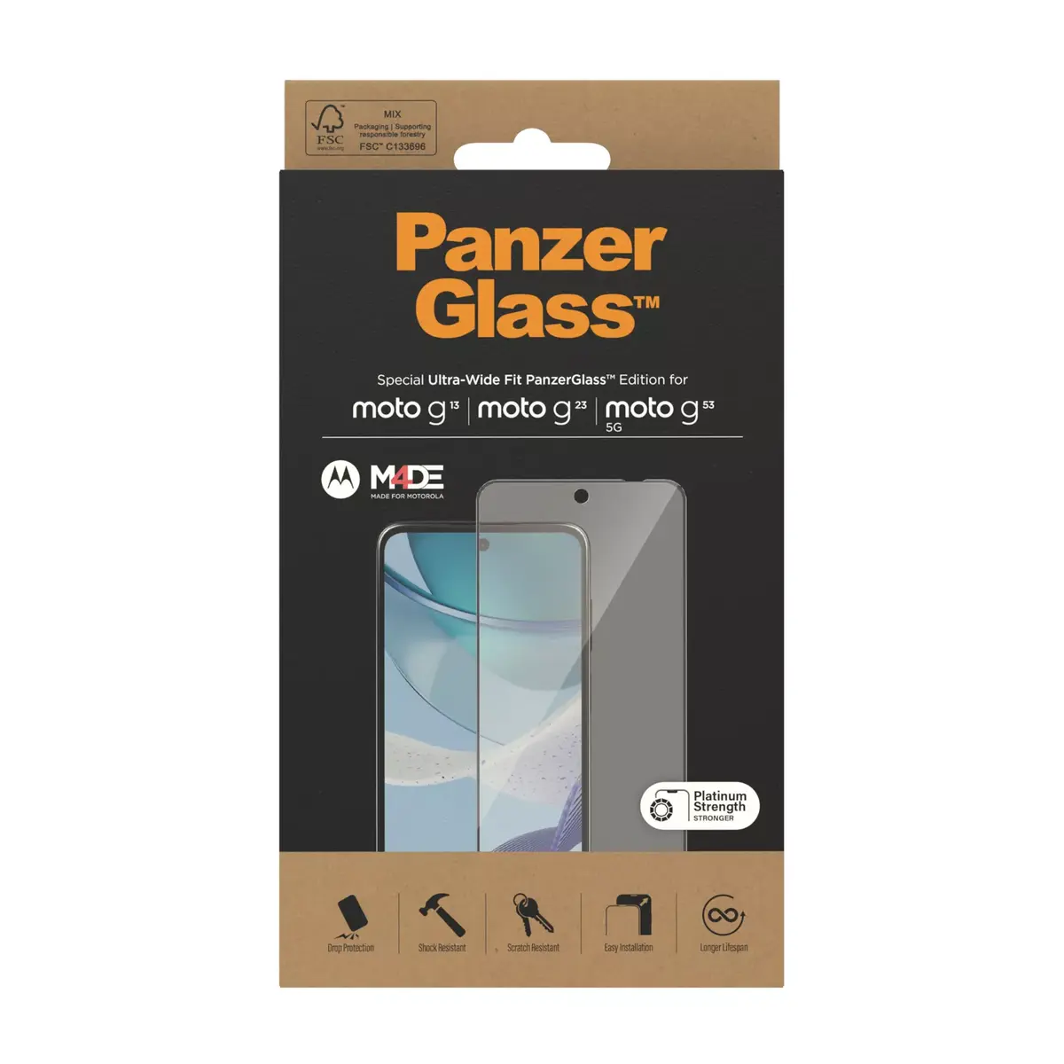 Ekrāna aizsargstikls PanzerGlass Motorola moto g13 g23 g53 5G Photo 3
