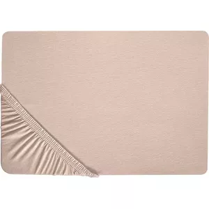 Простыня на резинке из хлопка Shumee HOFUF 180 x 200 см бежевого цвета
