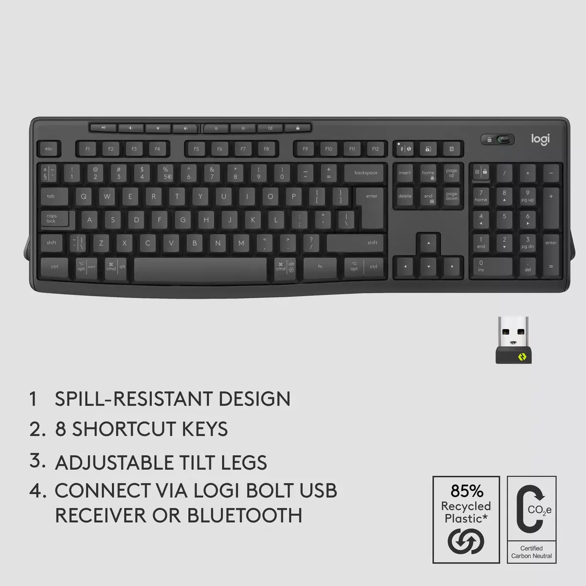 Logitech MK370 Combo Bezvadu tastatūra un pele Photo 7