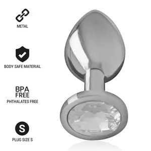 INTENSE Aluminum Metal Anal Plug with Silver Crystal, Size S