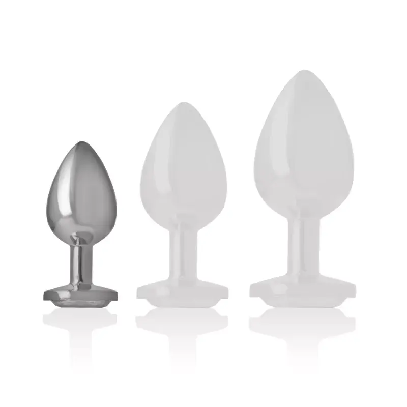 INTENSE Aluminum Metal Anal Plug with Silver Crystal - Size S Photo 4