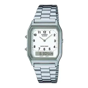 Часы CASIO AQ-230A-7BMQ — корпус из резины, браслет из нержавеющей стали, 38.8×29.8×8.1 мм