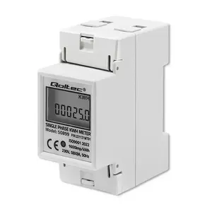 Vienfāzes elektroenerģijas skaitītājs QOLTEC 50899 230 V, 50 Hz, 5(60)A, klase 1.0, LCD