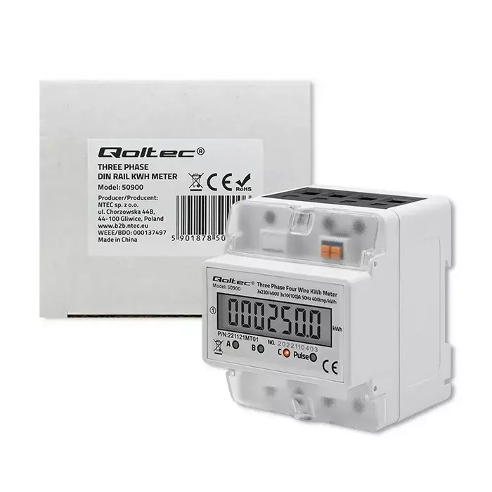 Trīsfāzu elektroniskais skaitītājs QOLTEC 50900 400V Photo 6