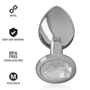 Anal Plug INTENSE Aluminum Metal Silver Crystal Size M