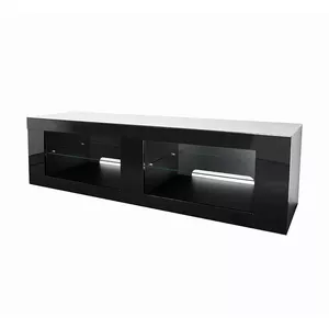 B-Tech Extra-Large TV Cabinet BT7565/B V2 Black Glass Top 2 Shelves