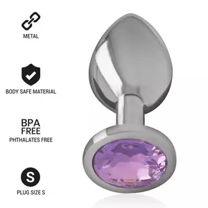 INTENSE Aluminum Anal Plug with Violet Crystal, Size S
