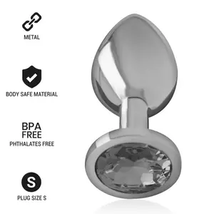 Anal plug INTENSE metal aluminum with black glass, size S