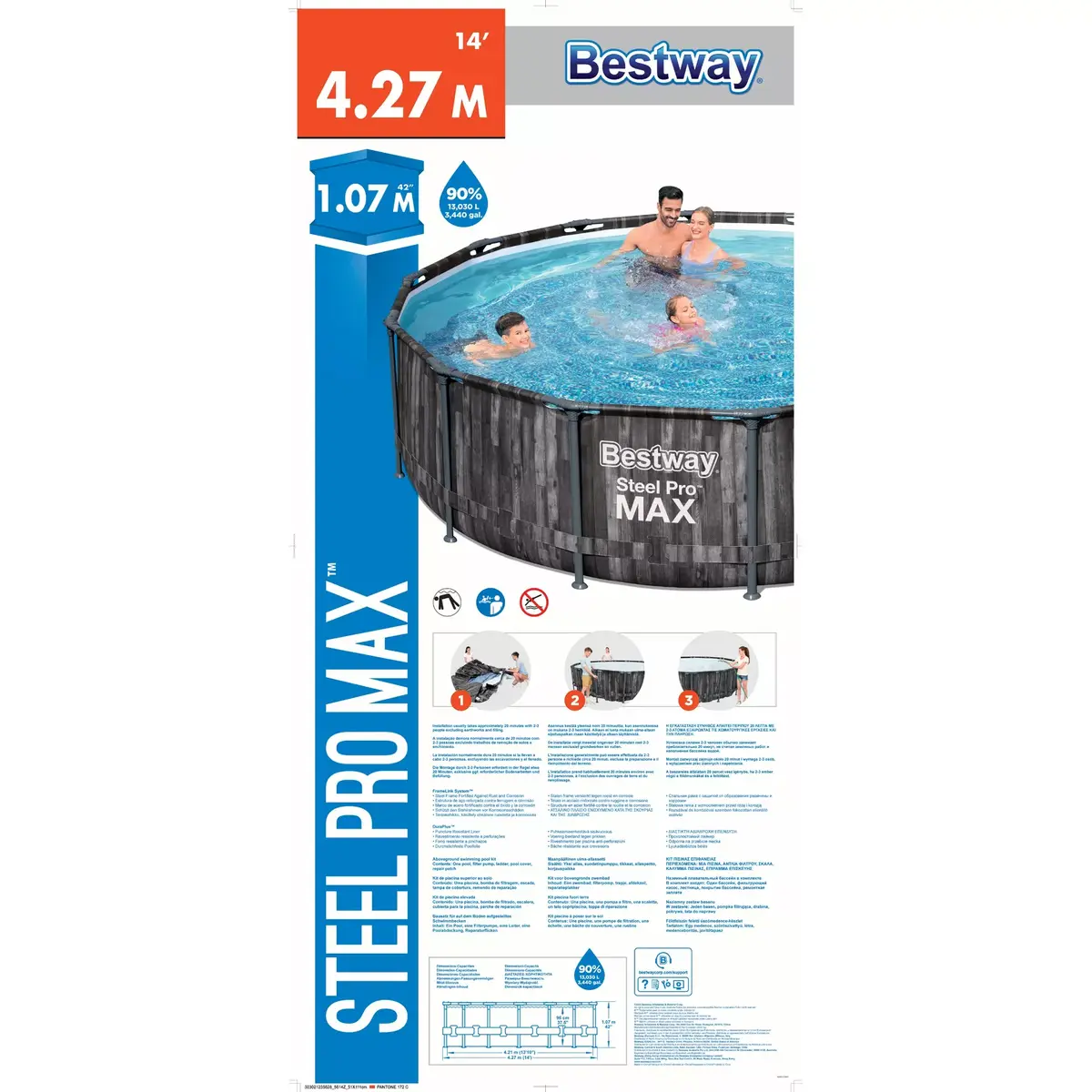 Framed Pool Bestway Steel Pro MAX 14' x 42" Photo 18