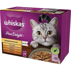 WHISKAS Pure Delight mājputnu, pīļu, tītara, vistas barība - mitrā kaķu barība - 12x85 g