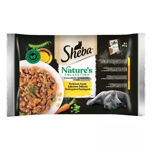 SHEBA paciņas mērcē Nature's Collection mājputnu gaļa - mitrā kaķu barība - 4x85g