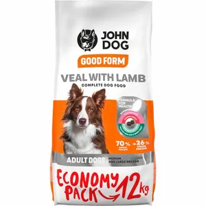 Dry dog food john dog Good Form Adult for medium and large breeds — 12 kg, veal & lamb, 26% protein, 16% fat