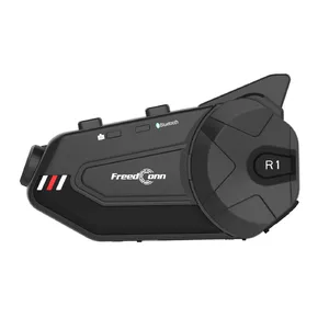 Austiņu komplekts FreedConn R1 PLUS E motocikla Bluetooth interkoms, Bluetooth 5.0+EDR, darbības rādiuss 1000 m, IP65, FM, 1080p, 30 h runas