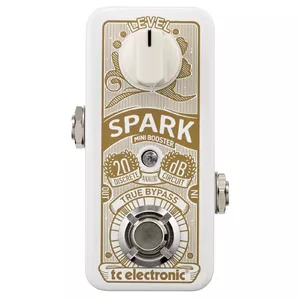 Efektu pedālis TC Electronic Spark Mini — kompakts balts ģitāras overdrive/distortion pedālis