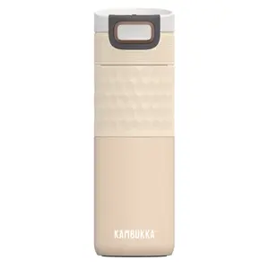 Termokrūze Kambukka Etna 0.5 L — bēša, nerūsējošā tērauda iekšpuse, siltumu saglabā līdz 9 h, Ø 7.1 cm