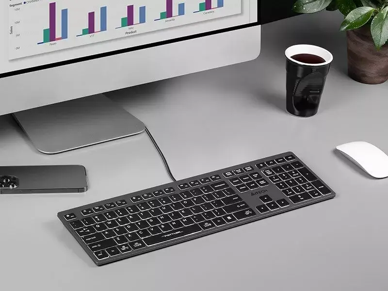 A4Tech FX60H vadu apgaismota pilna izmēra tastatūra Photo 4