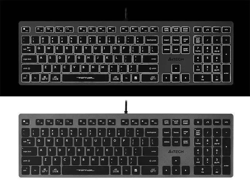 A4Tech FX60H vadu apgaismota pilna izmēra tastatūra Photo 5