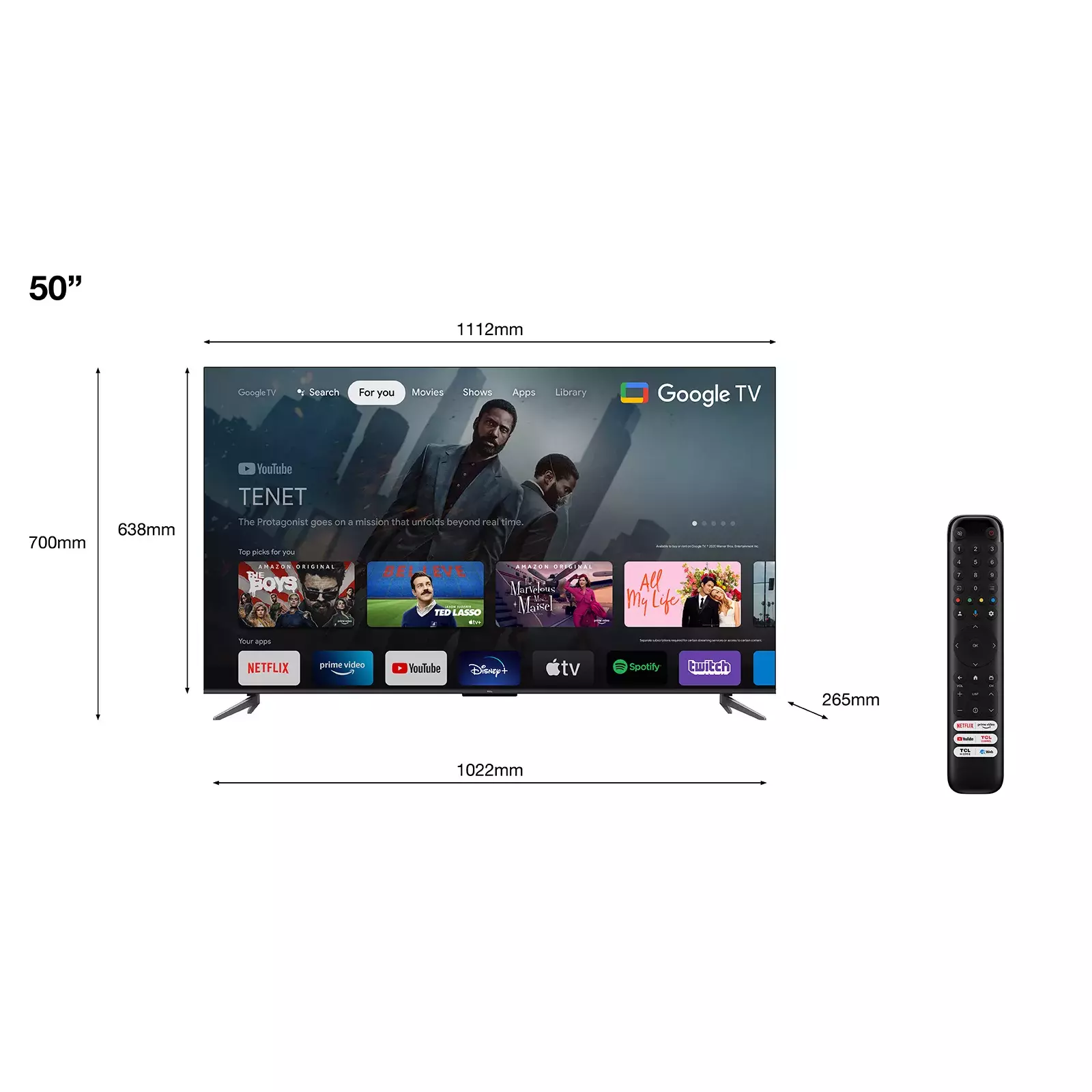 TCL 126 cm (50 inches) 4K Ultra HD Smart QLED Google TV 50C645 (Black) :  : Electronics