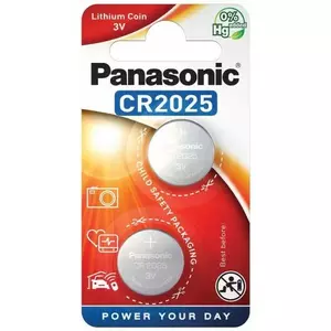Battery Panasonic CR2025 lithium coin cell 3V — pack of 2