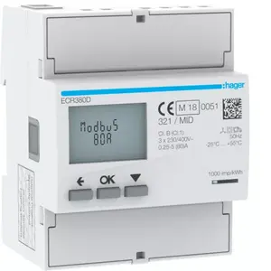 Трехфазный электросчетчик Hager ECR380D 80A Modbus MID