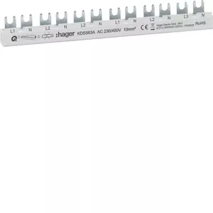 Hager KDS563A Comb Busbar White 63A 12 Modules L1N-L2N-L3N QuickBusbar