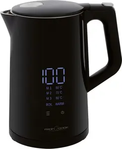 Electric kettle ProfiCook PCWKS1243 — 1.7 L, 2200 W, temperature control 50–100°C, black