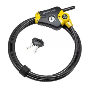 Regulējams slēdzams kabelis MASTER LOCK 1.8m x 10mm melns dzeltens