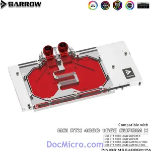 Cooling block Barrow LRC 2.0 for MSI RTX 4080 Suprim RGB — acrylic GPU water block