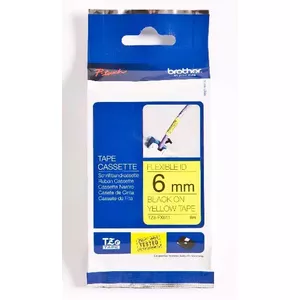Label tape Brother TZe-FX611, TZe 6 mm × 8 m, black on yellow