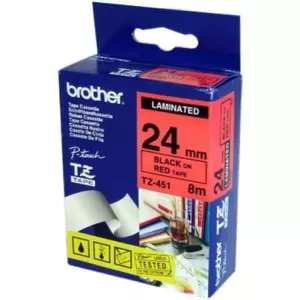 Label tape Brother TZ-451, TZ thermal transfer, 24 mm x 8 m, black on red