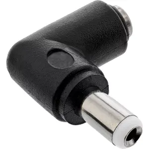 DC adapter InLine 5.5×2.5 mm angled plug male–female, 5 V input, indoor, black