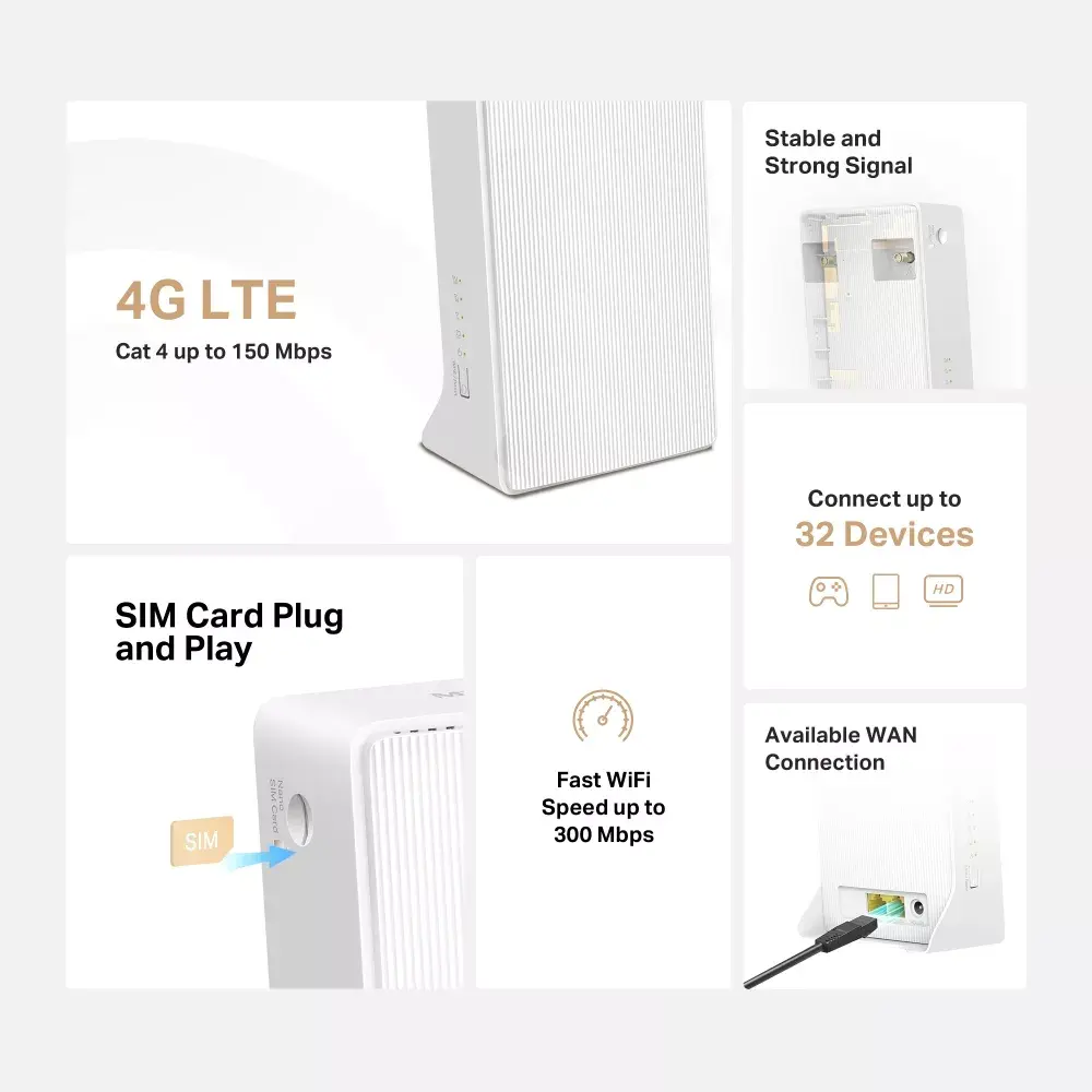 MERCUSYS Maršrutētājs 300 Mb/s Wireless N 4G LTE Photo 3