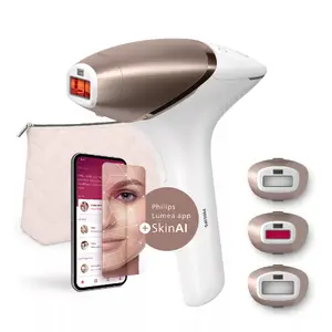 Фотоэпилятор Philips BRI973/00 с технологией интенсивного импульсного света, поддержкой питания от аккумулятора и сети, в бело-розово-золотом исполнении