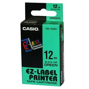 Labeling tape CASIO XR-12GN1 — 12 mm width, 8 m length, black on green