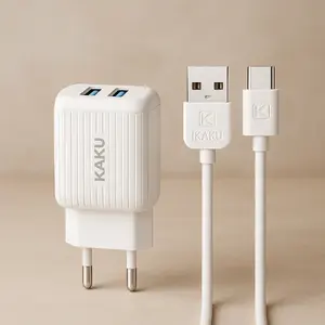 Зарядное устройство iKaku KSC-373 2 в 1 2.4A USB сетевое с интегрированным кабелем Type-C 1 м, белое