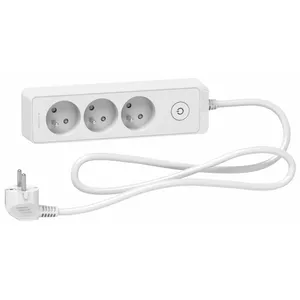 Сетевой удлинитель Schneider Electric Odace ST9331W — защита от перенапряжения, 3 розетки, кабель 1,5 м, белый