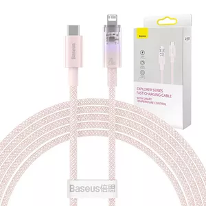 Ātrās uzlādes kabelis Baseus USB-A to Lightning Explorer Series 2m 20W (rozā)