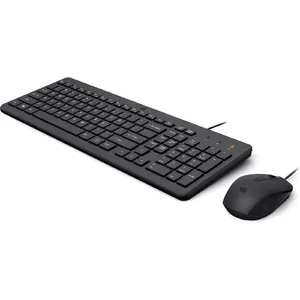 HP 150 Wired Keyboard and Mouse Combo, USB, Membrane Keys, Full-size, Black