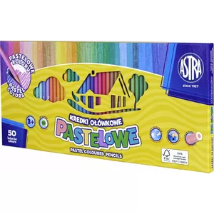 Colored pencils Astra round pastel 50 colors, brand Astra, model 312121004